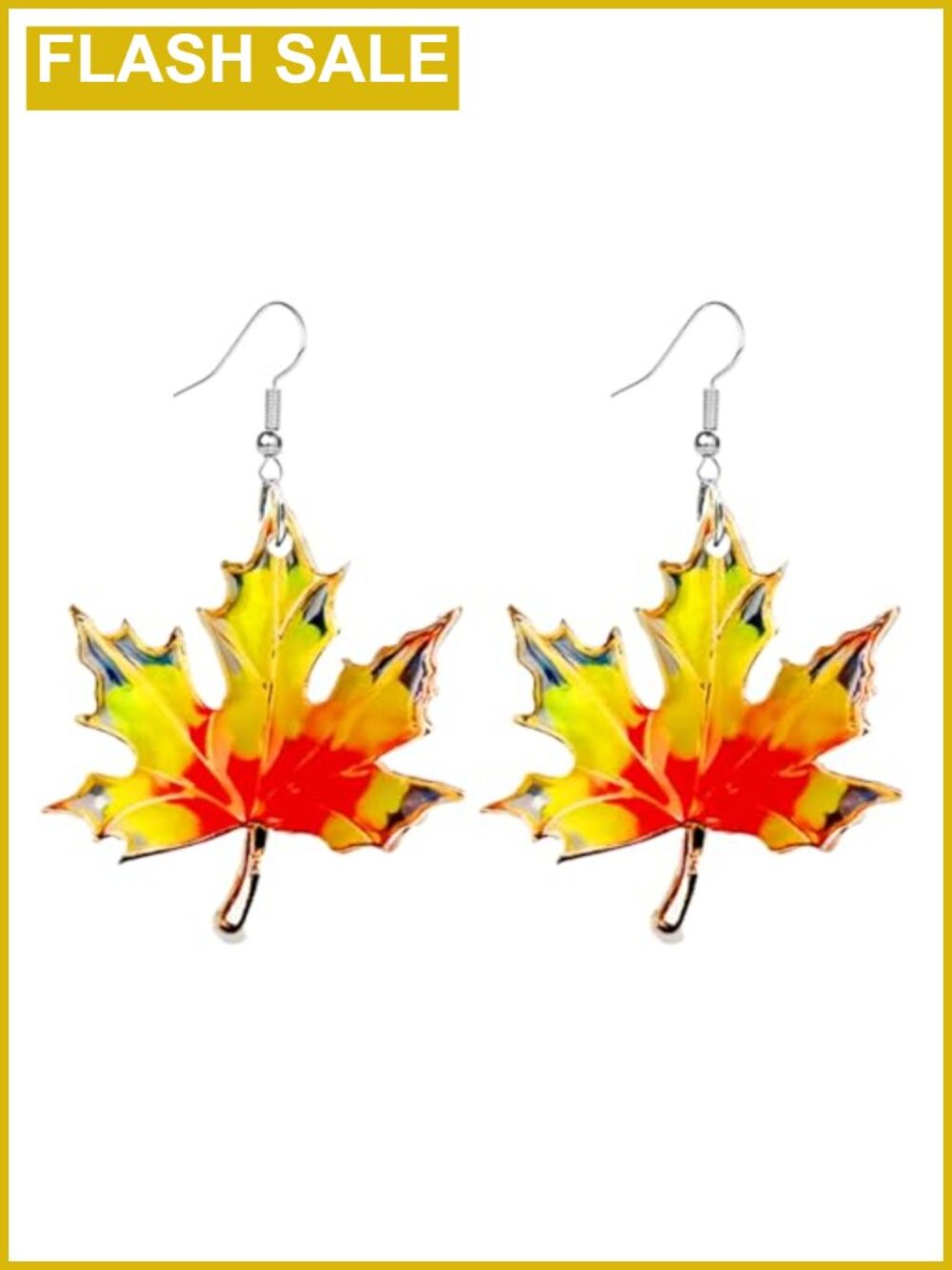 Acrylic Maple Leaf Dangle Drop Earrings Lightweight Thanksgiving Fall